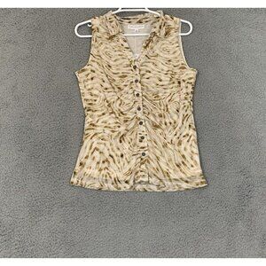 Jane+Delancey Women's Small Abstract V Neck Sleeveless Button Up Top Multicolor